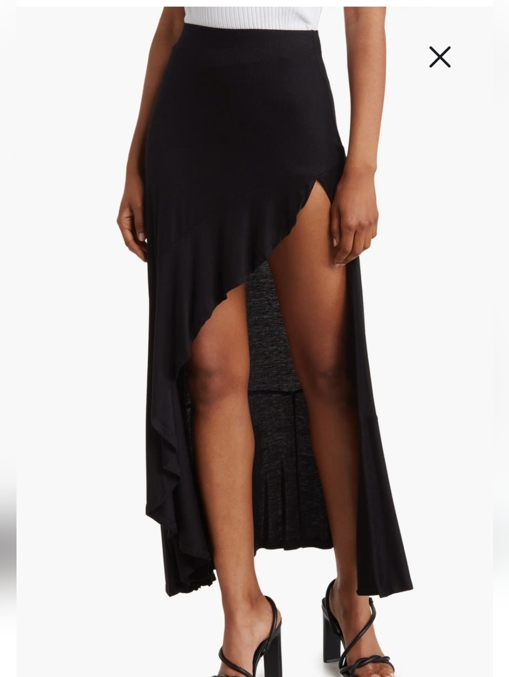 Go Couture Black High-Slit Ruffle Maxi Skirt Made In USA - Medium/Small - Picture 1 of 5